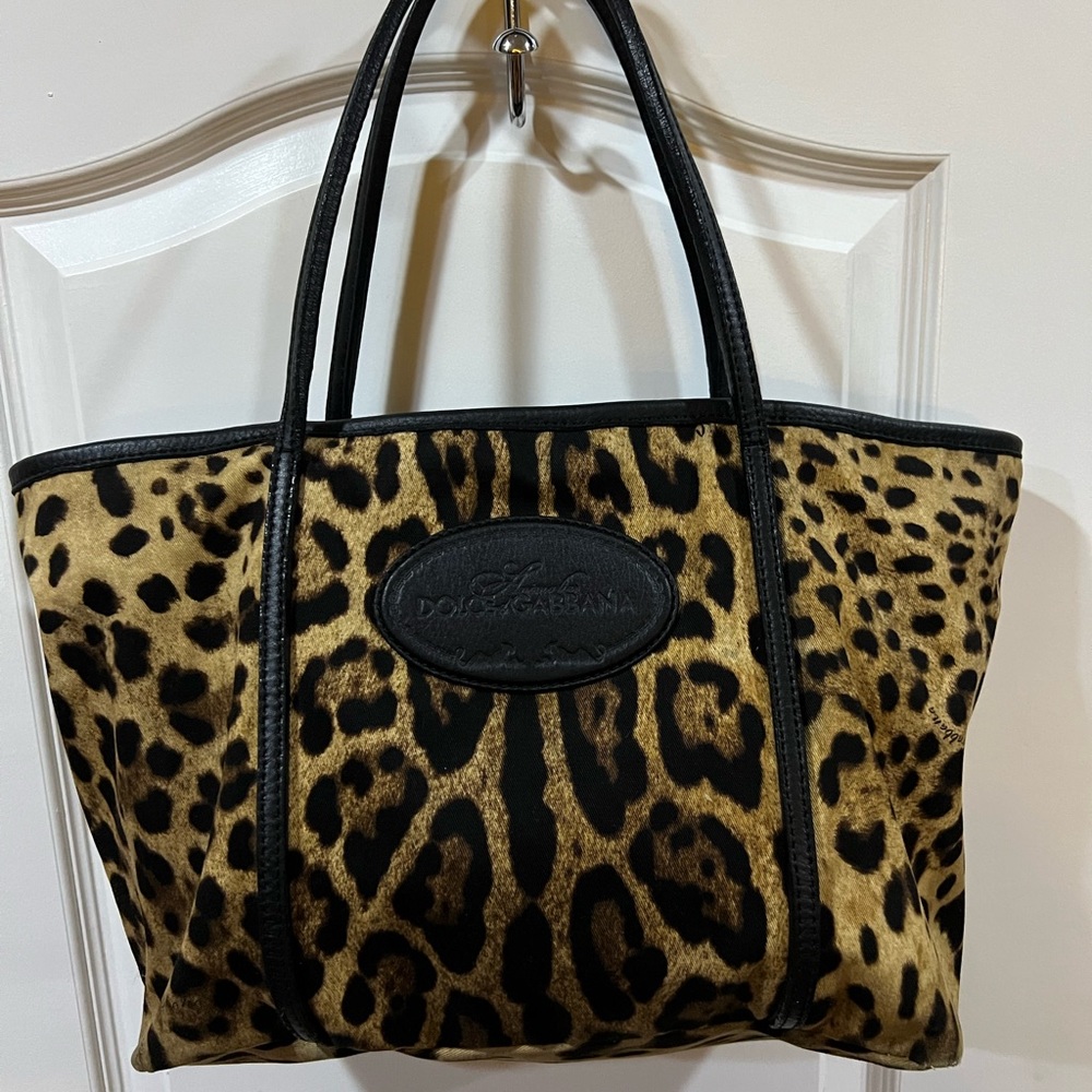 Dolce Gabbana Leopard Animal Print Tote